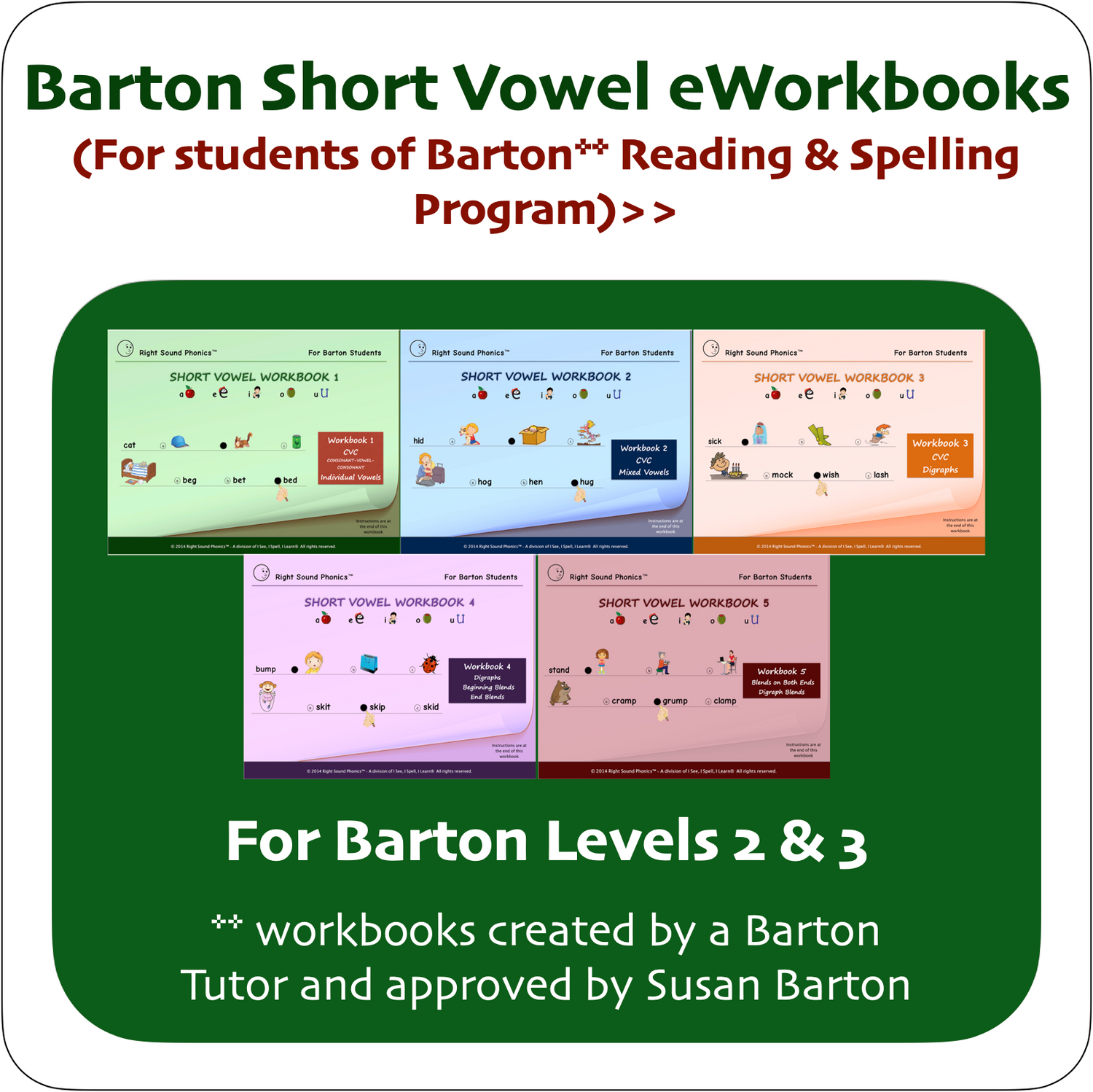 Barton Short Vowel Workbooks