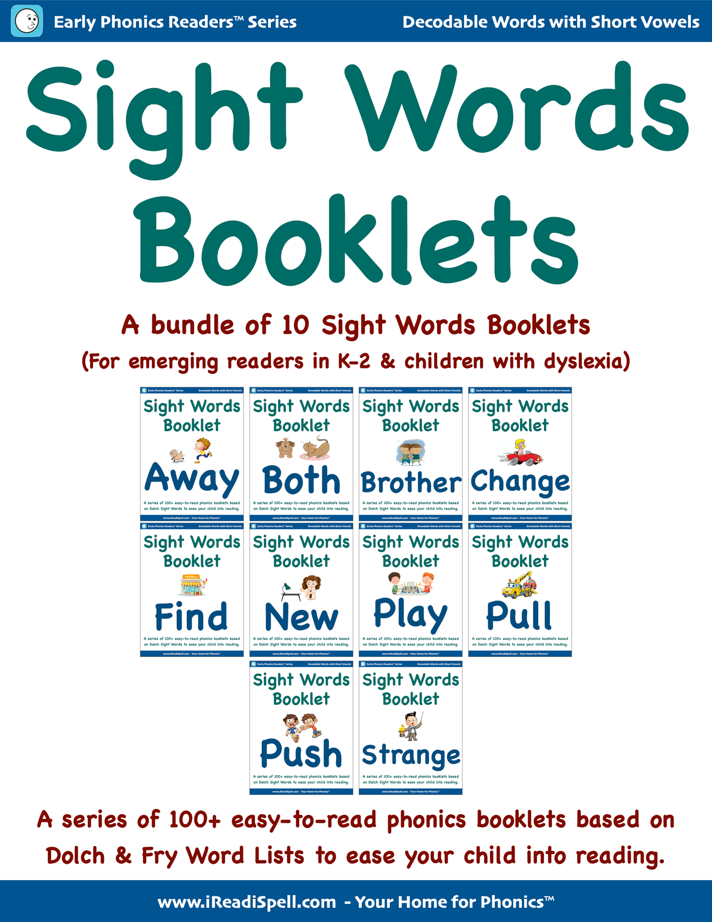 Bundles of Sight Words Booklets (Based on Dolch & Fry Word Lists & Phonics-based Short Vowels) - PDF Download