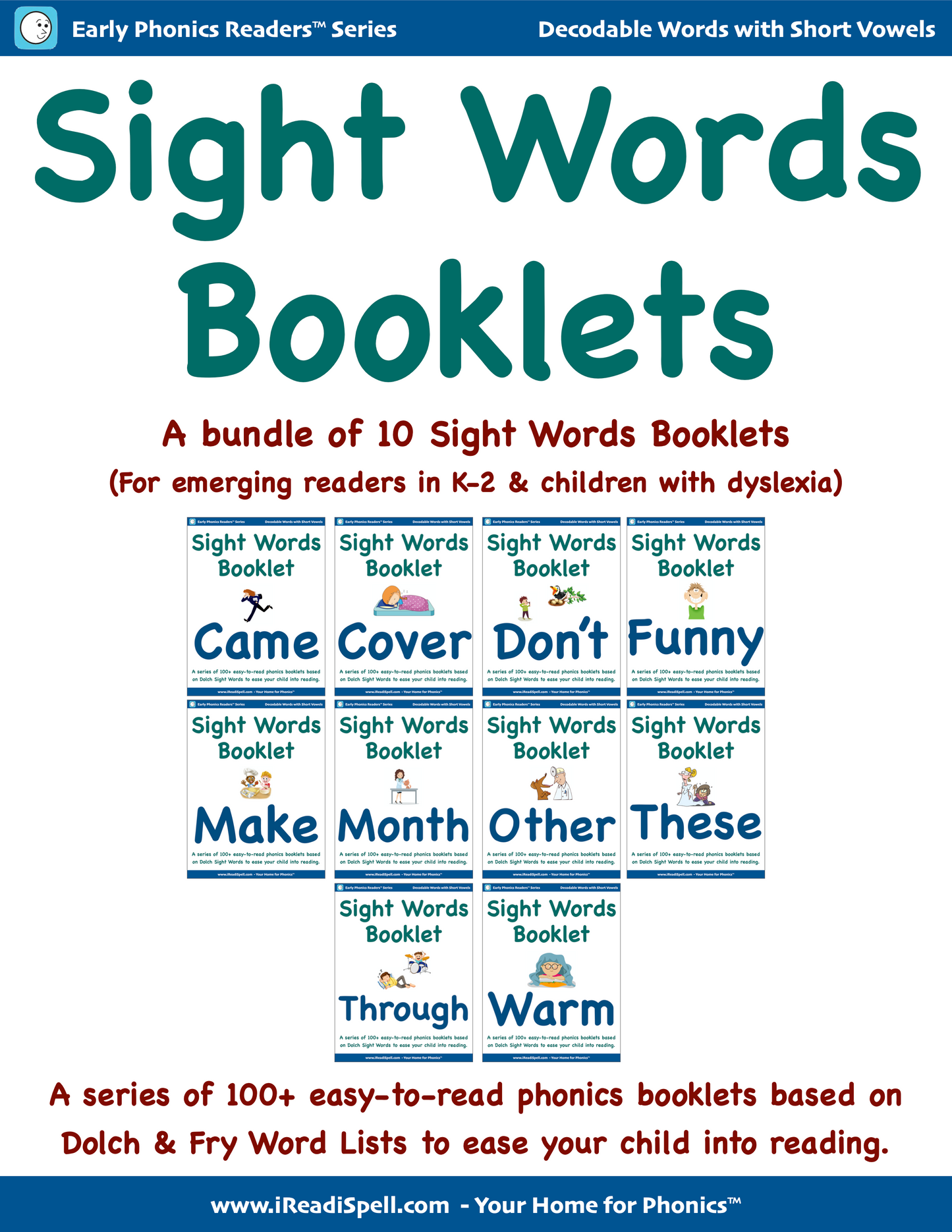 Bundles of Sight Words Booklets (Based on Dolch & Fry Word Lists & Phonics-based Short Vowels) - PDF Download