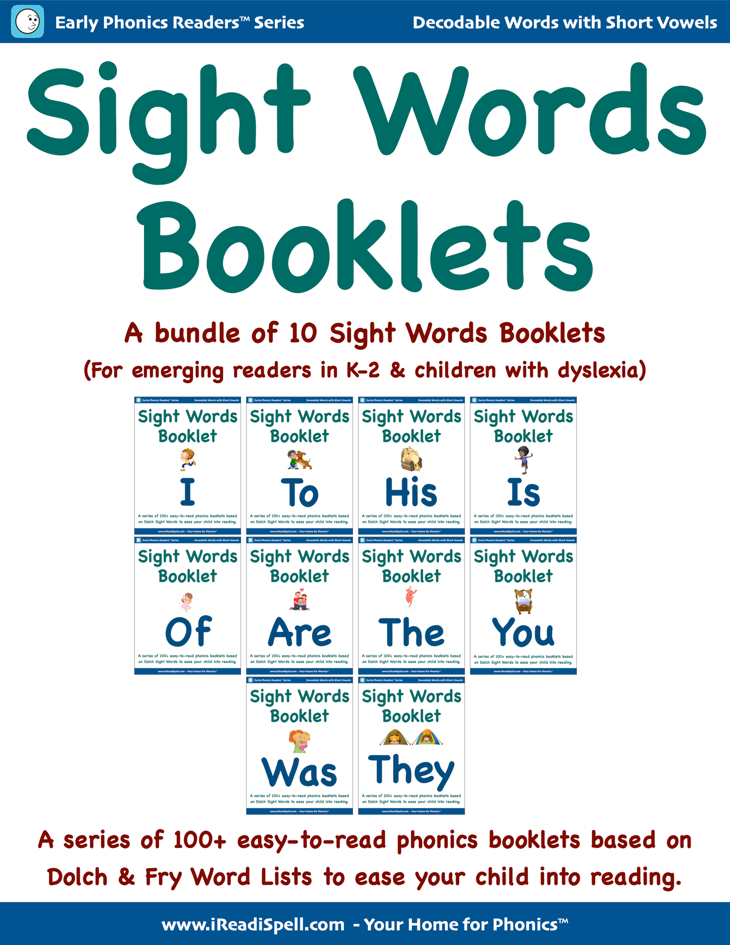 Bundles of Sight Words Booklets (Based on Dolch & Fry Word Lists & Phonics-based Short Vowels) - PDF Download