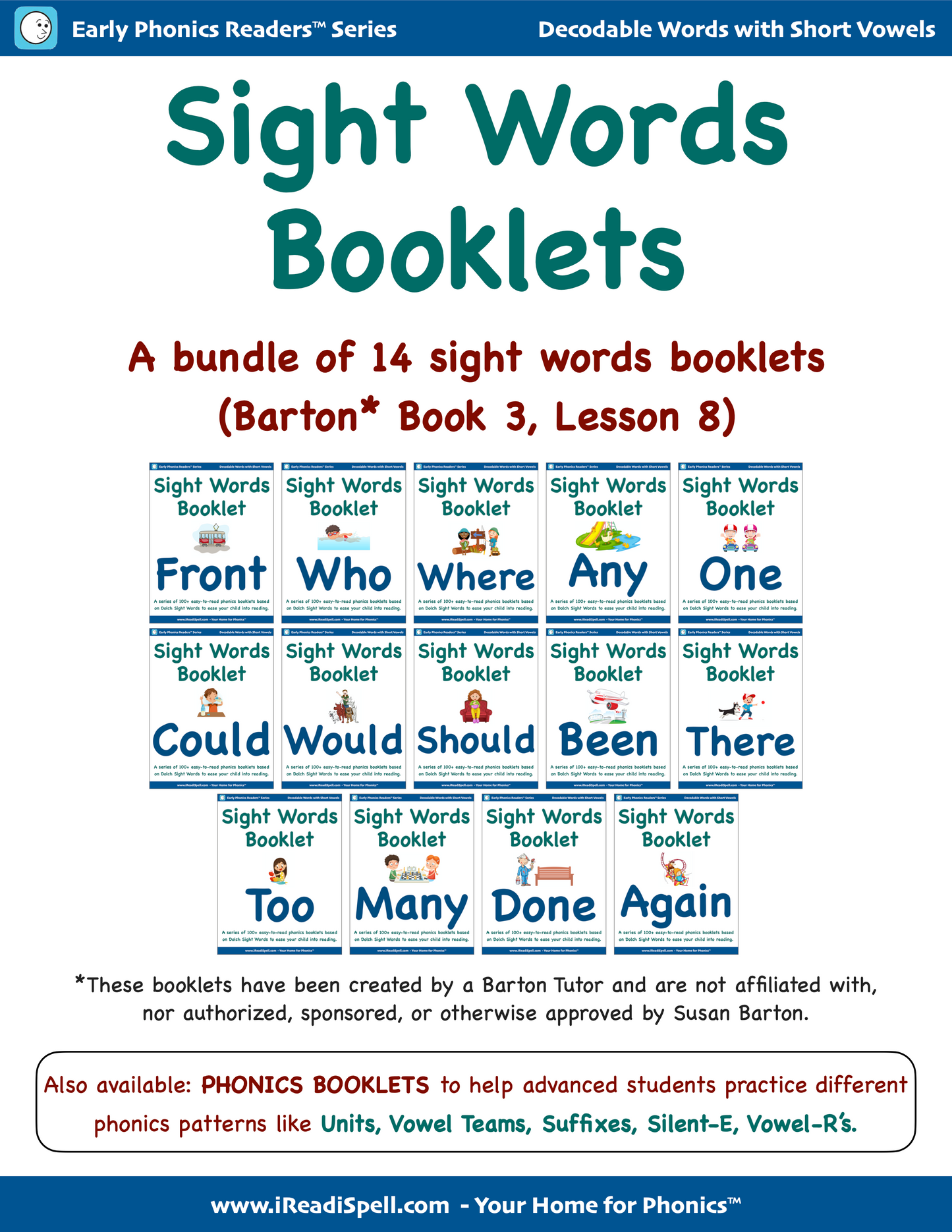 Bundles of Sight Words Booklets for Barton* Students (PDF Download)