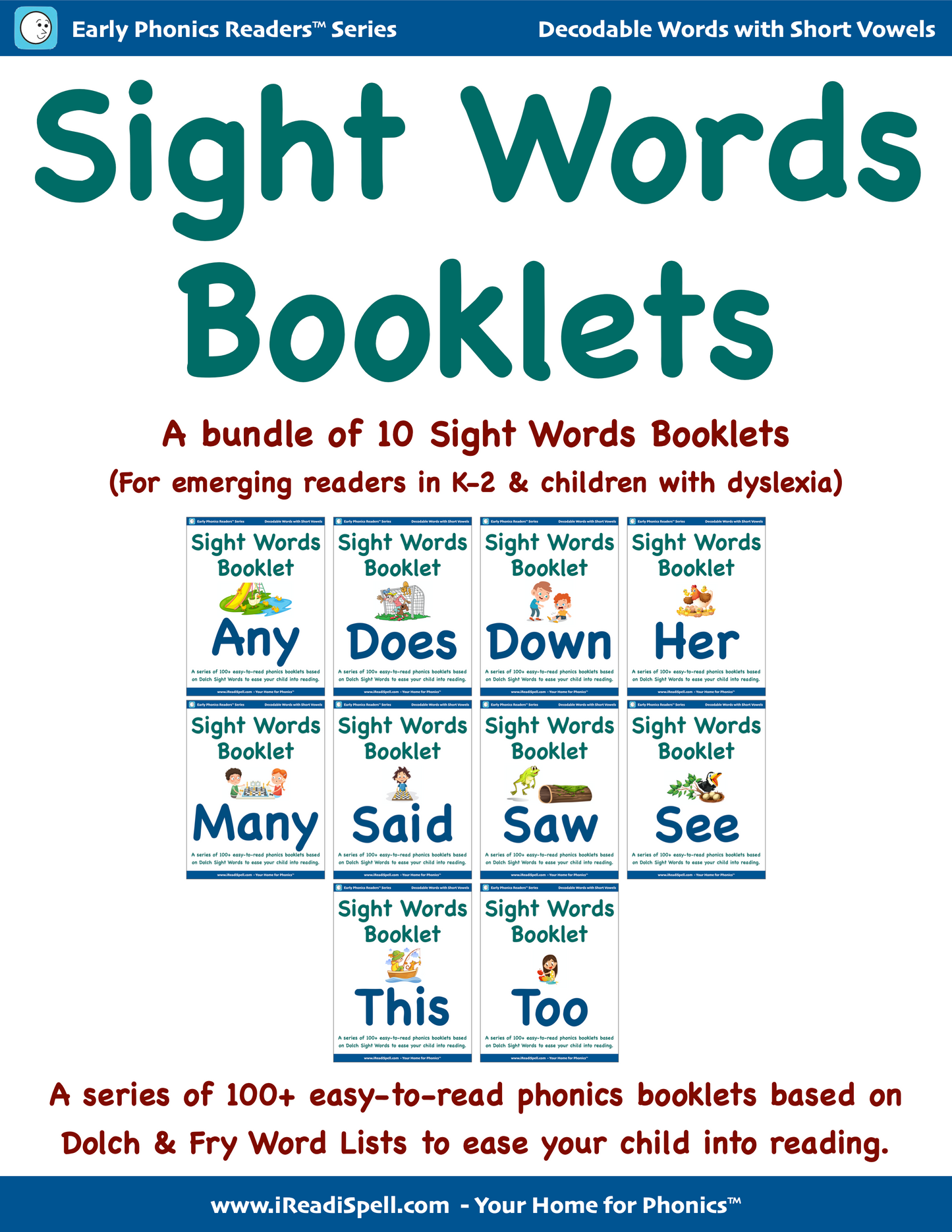 Bundles of Sight Words Booklets (Based on Dolch & Fry Word Lists & Phonics-based Short Vowels) - PDF Download