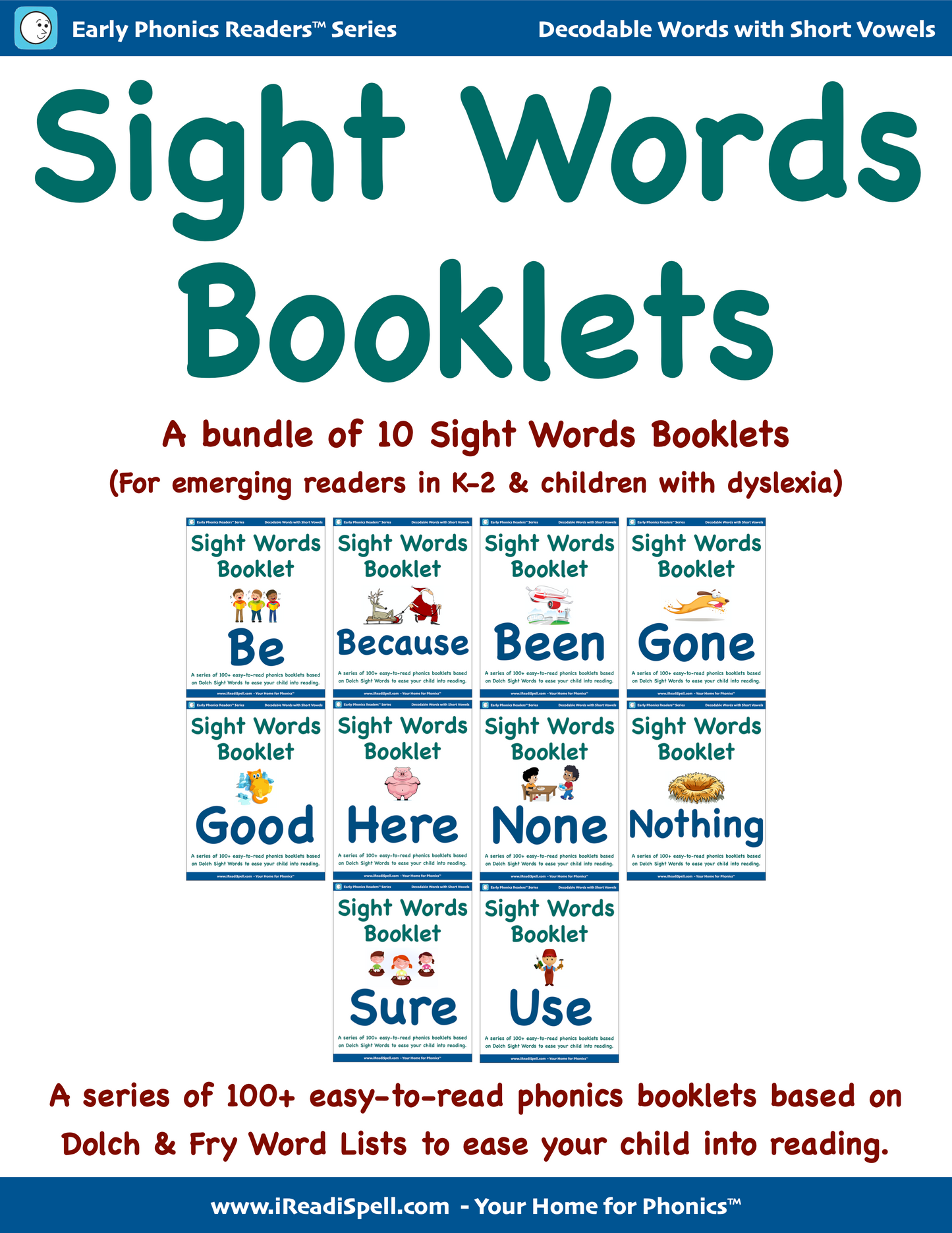 Bundles of Sight Words Booklets (Based on Dolch & Fry Word Lists & Phonics-based Short Vowels) - PDF Download