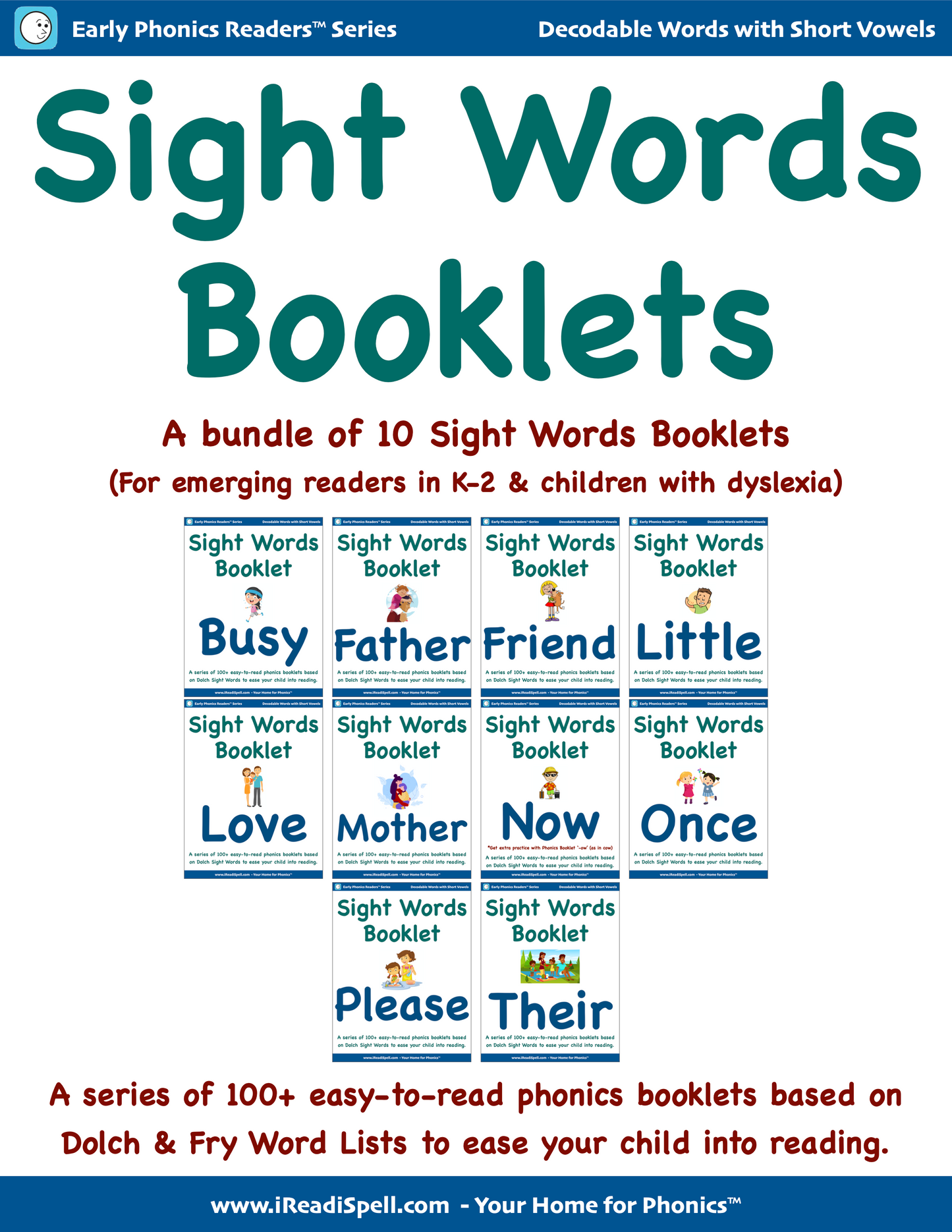 Bundles of Sight Words Booklets (Based on Dolch & Fry Word Lists & Phonics-based Short Vowels) - PDF Download