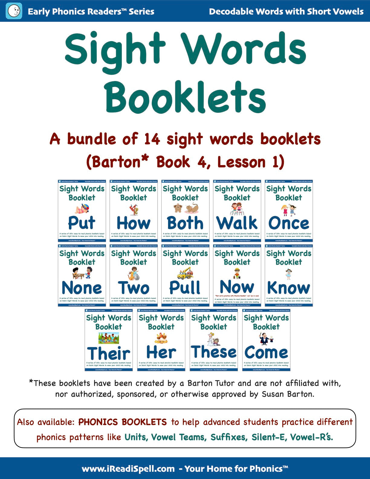 Bundles of Sight Words Booklets for Barton* Students (PDF Download)