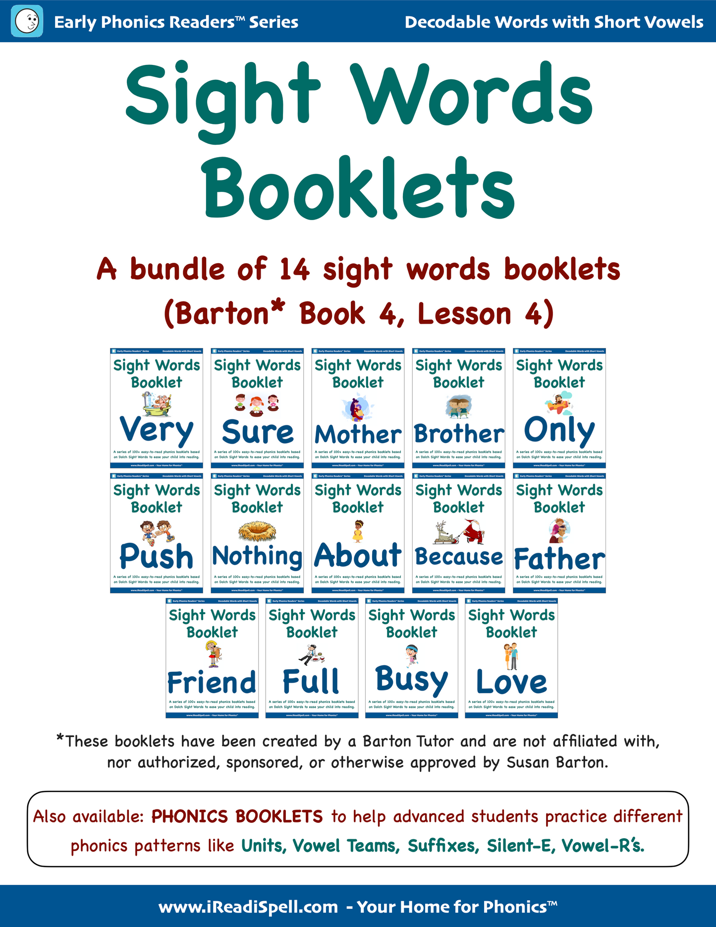 Bundles of Sight Words Booklets for Barton* Students (PDF Download)