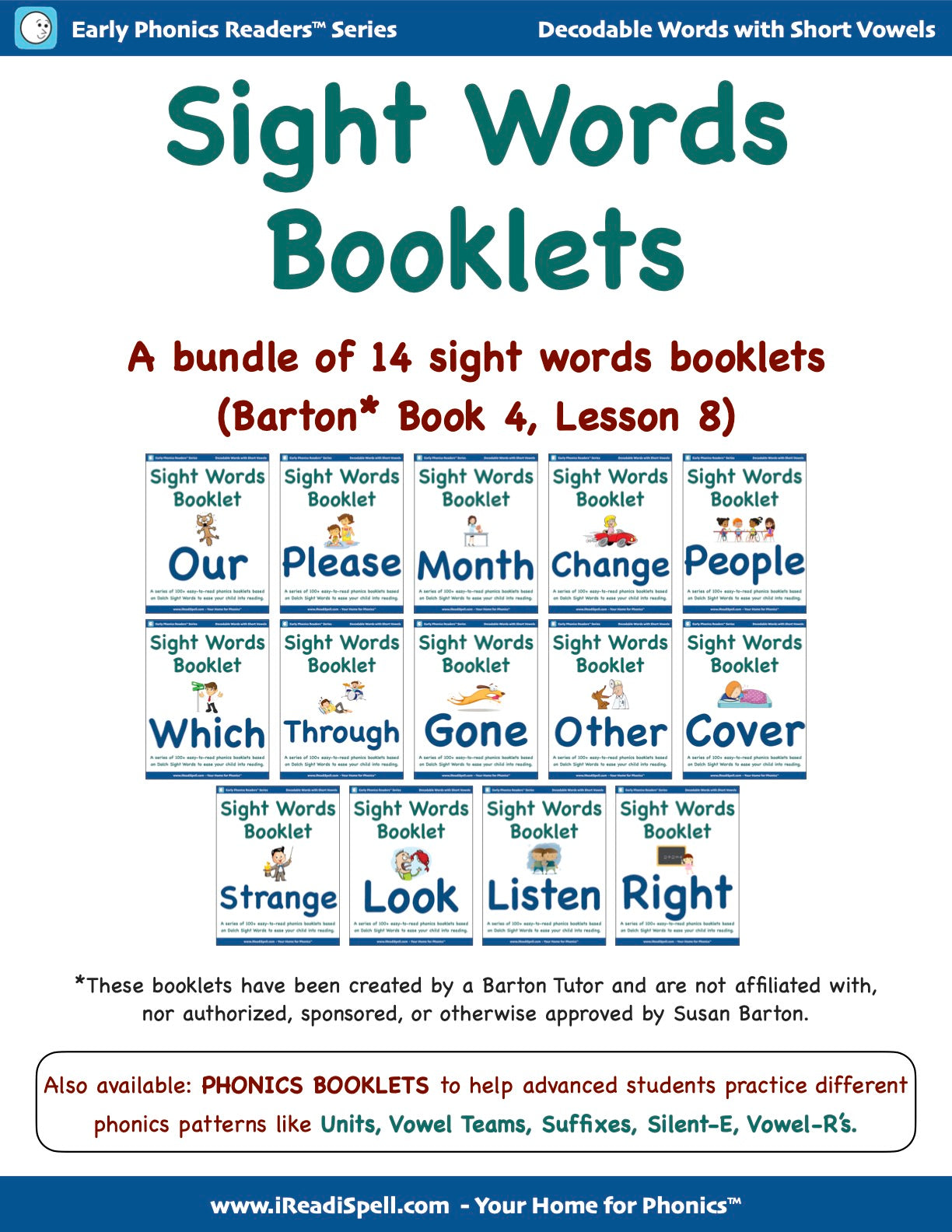 Bundles of Sight Words Booklets for Barton* Students (PDF Download)