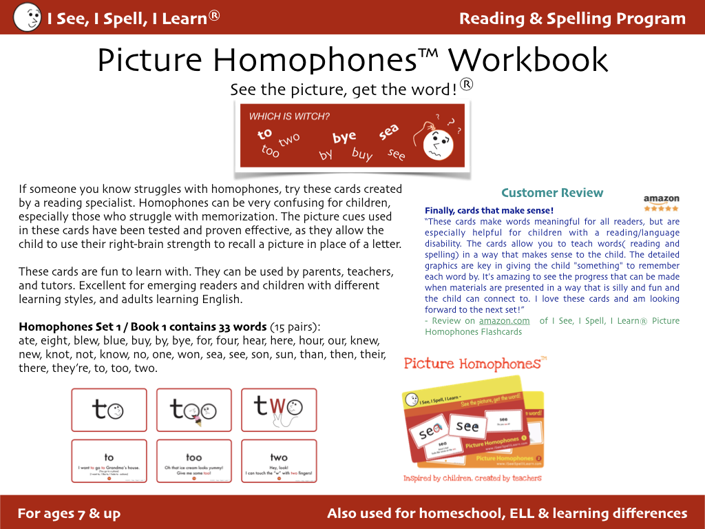 Picture Homophones™ eWorkbooks - Sets 1 & 2 (Digital Purchase & Download)