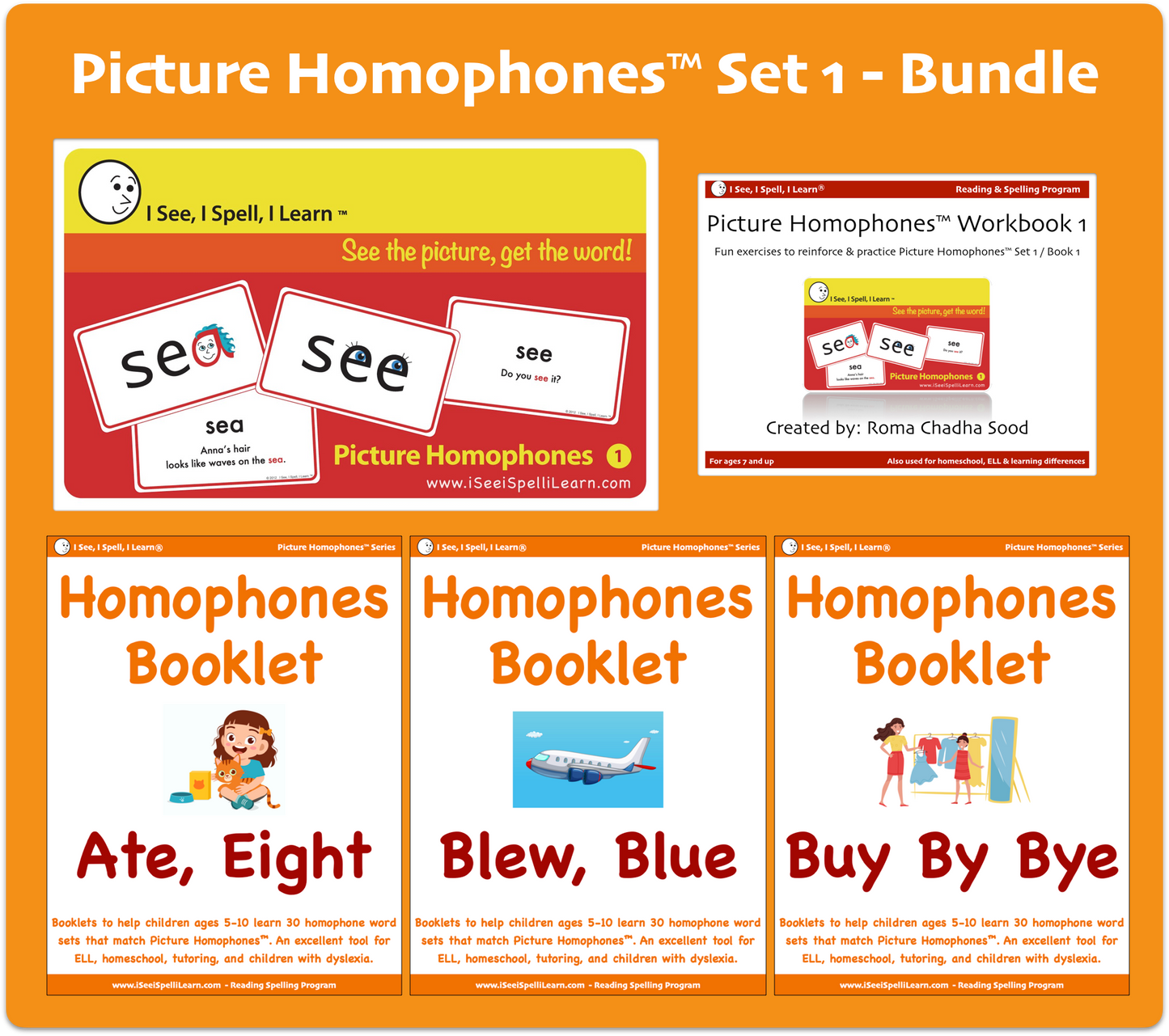 Picture Homophones™ - Bundles - Flashcards, eWorkbook, Homophones Booklets