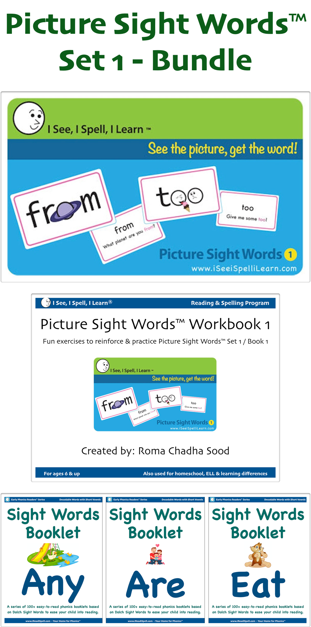 Picture Sight Words™ Bundles - Flashcards, eWorkbooks & eBooklets