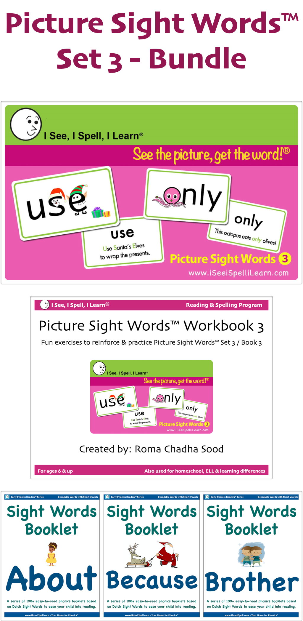 Picture Sight Words™ Bundles - Flashcards, eWorkbooks & eBooklets