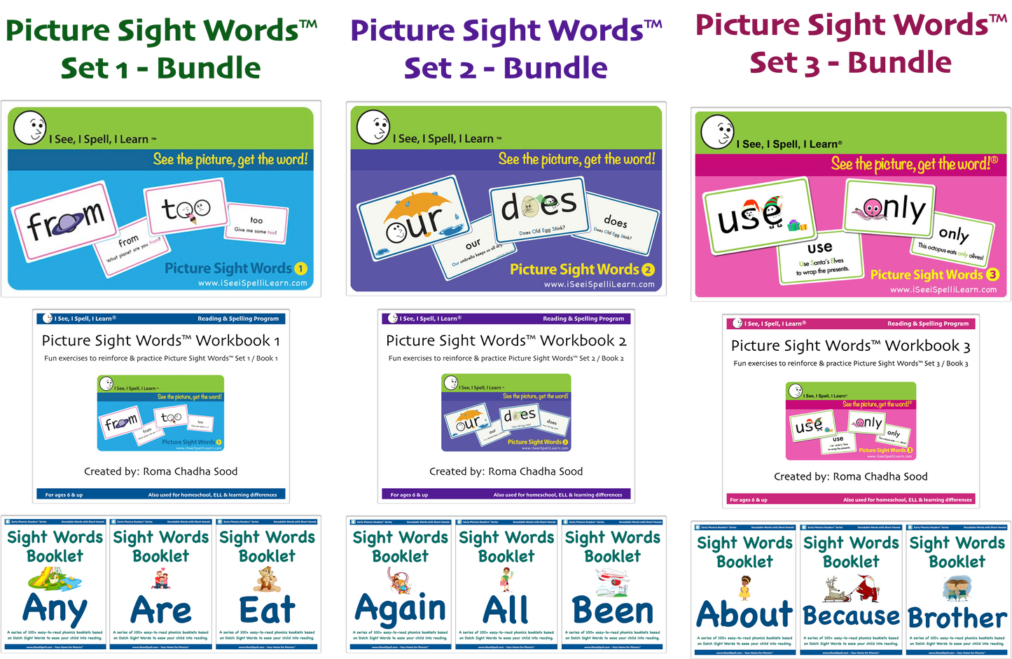 Picture Sight Words™ Bundles - Flashcards, eWorkbooks & eBooklets