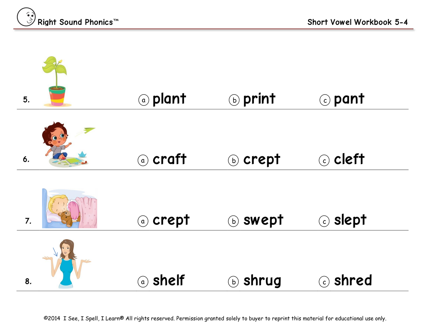 Phonics & Short Vowel Workbooks 1 to 5 - For All Learners K-2 (PRINT COPY)